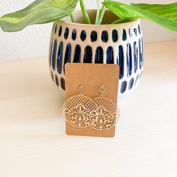 BOHO Circle Gold Dangle Earrings - Picture 1 of 1